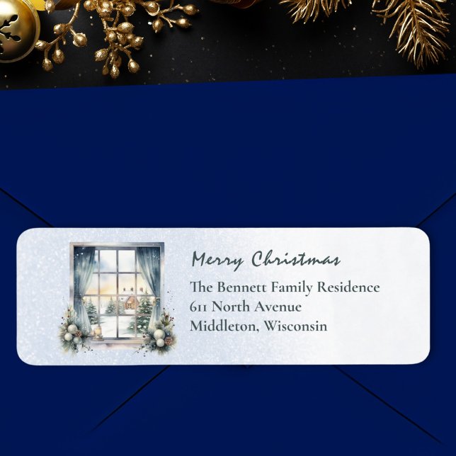 Etiqueta Cena Nórdica de Inverno da Neve Natal (Criador carregado)