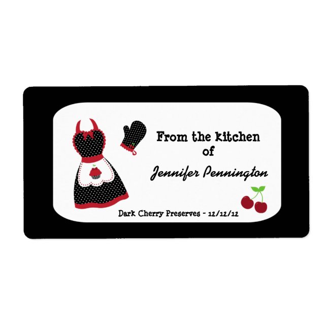 Etiqueta Cereja-de-comida retrorativa da cozinha (Frente)