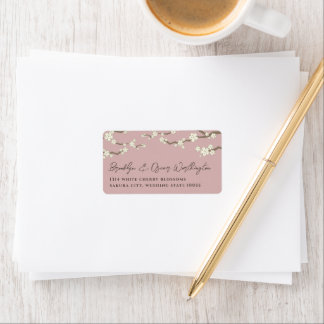 Etiqueta Cerejeiras Sakura de Flores Rosadas Casamento Asiá