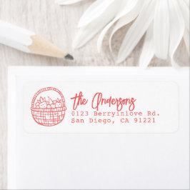 Etiqueta Cesta de Morango Desenhada à Mão Endereço de Devol