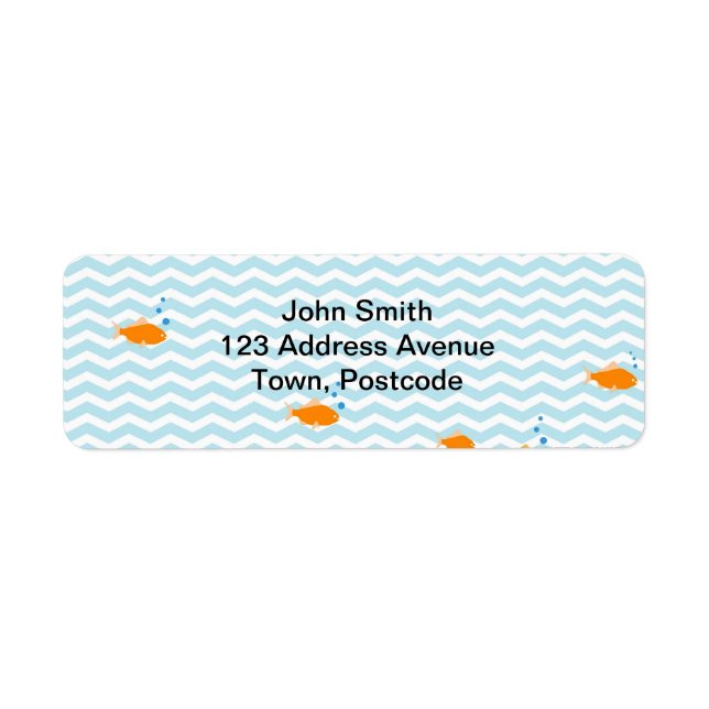 Etiqueta Cevão-azul-capricho com peixe-dourado (Frente)