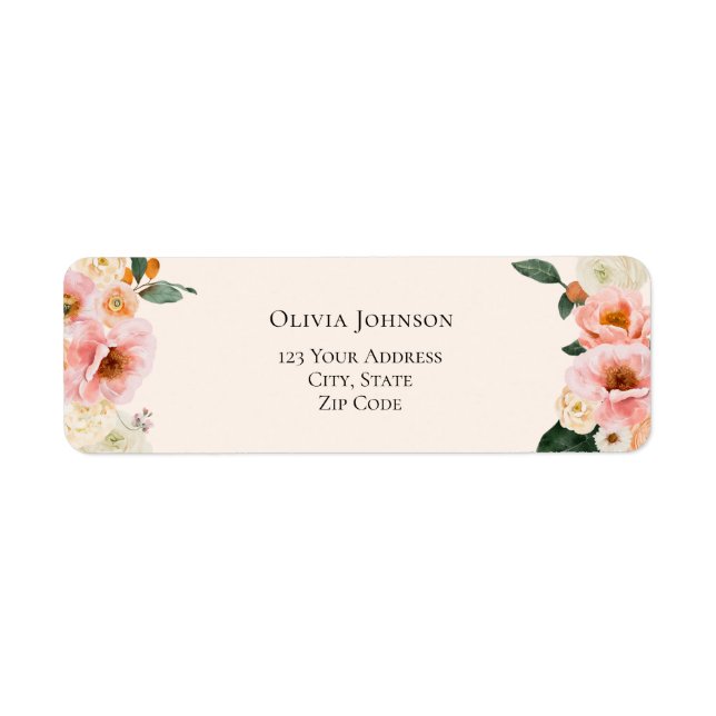 Etiqueta Chá de Bebê Floral Rosa Boho em Aquarela  (Frente)