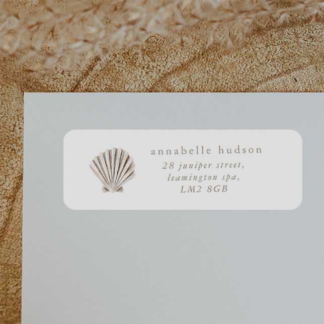 Etiqueta Chá de fraldas Boho Beach Shell (Zazzle Boho Beach Shell Baby Shower Label)
