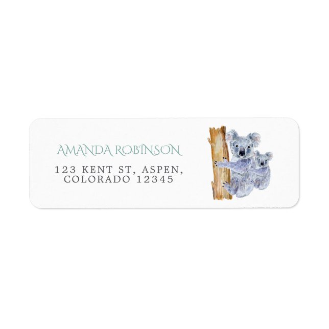 Etiqueta Chá de fraldas Cute Koala Bears (Frente)