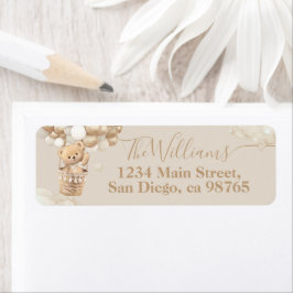 Etiqueta Chá de fraldas de Espera do Balão do Urso de Teddy