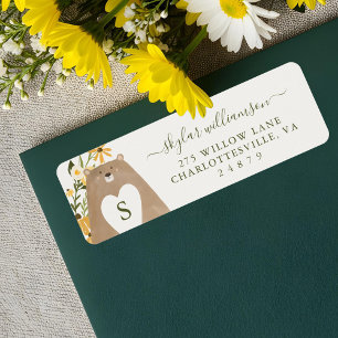 Etiqueta Chá de fraldas de flores silvestres de ursos e ab