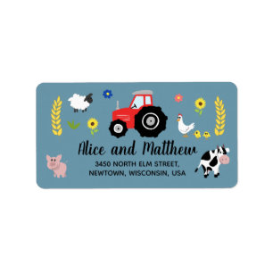 Etiqueta Chá de fraldas de Trator Vermelho de Animais de Cr