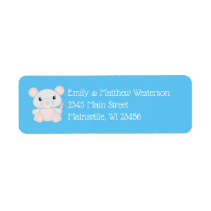 Etiqueta Chá de fraldas do mouse azul