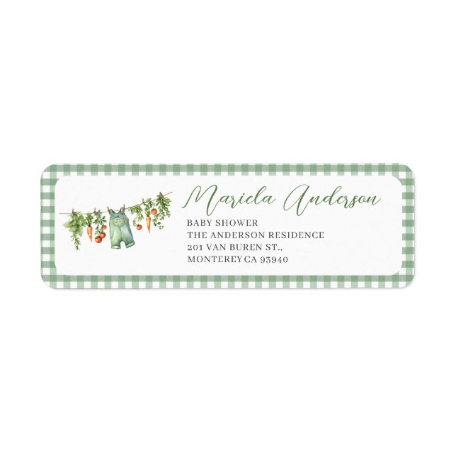 Etiqueta Chá de fraldas Elegante de Aquarelas Localmente Cu (Frente)