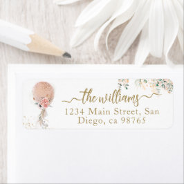 Etiqueta Chá de fraldas Eucalyptus Floral de Balão Rosa