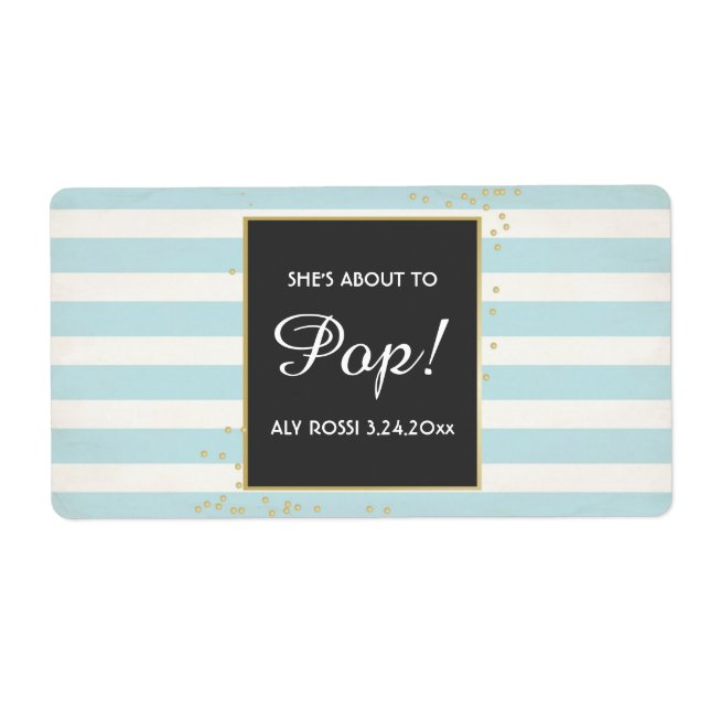 Etiqueta Chá de fraldas Mini Champagne Label Boy (Frente)