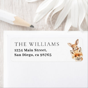 Etiqueta Chá de fraldas Moderno de Animais da Floresta