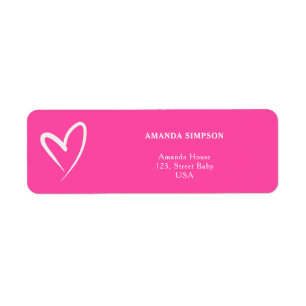 Etiqueta Chá de fraldas Rosa Simples Minimalista
