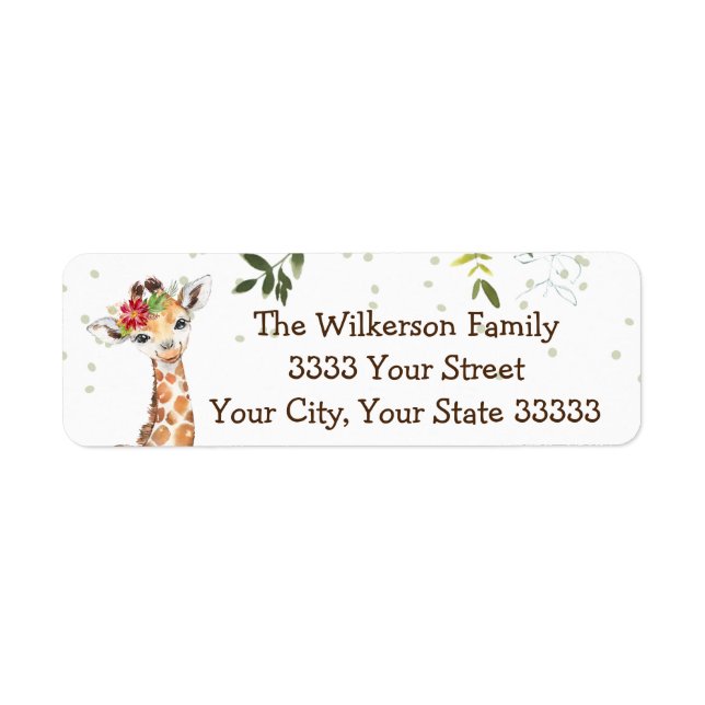 Etiqueta Chá de fraldas Safari Jungle Giraffe (Frente)