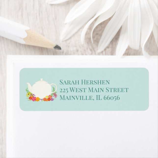 Etiqueta Chá de fraldas Tea Party Teapot Primavera Floral (Insitu)