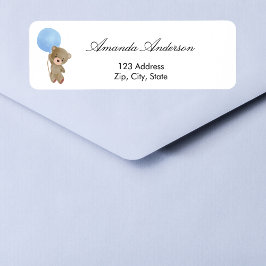 Etiqueta Chá de fraldas teddy urso blue return address