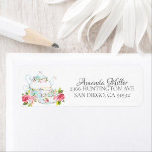 Etiqueta Chá de Noiva com Floral em Aquarela