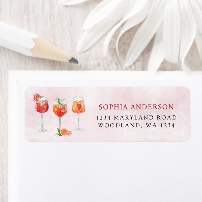 Etiqueta Chá de Noiva Festa de Cocktail com Aquarela (Insitu)