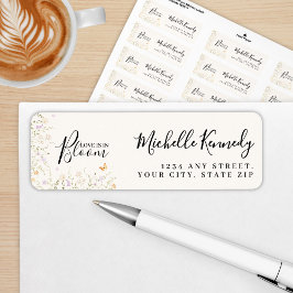 Etiqueta Chá de Noiva Floral em Aguarela O Amor Está em Fes