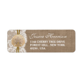 Etiqueta Chá de panela Burlap, Lace & Sand Dollar Beach