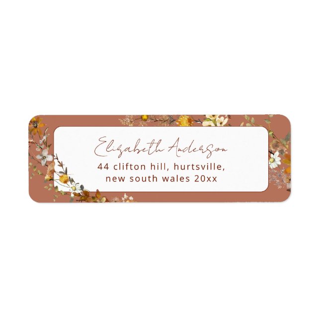 Etiqueta Chá de panela Floral Terracotta Boho (Frente)