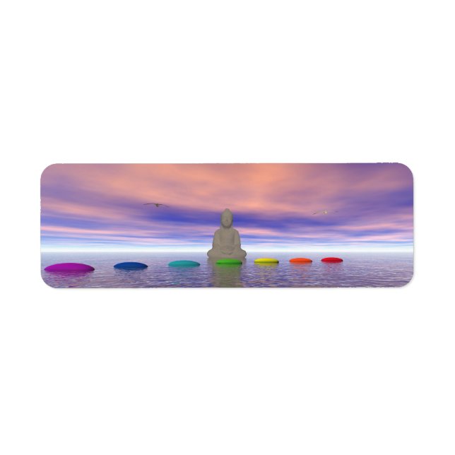 Etiqueta chakras e buddha white (Frente)