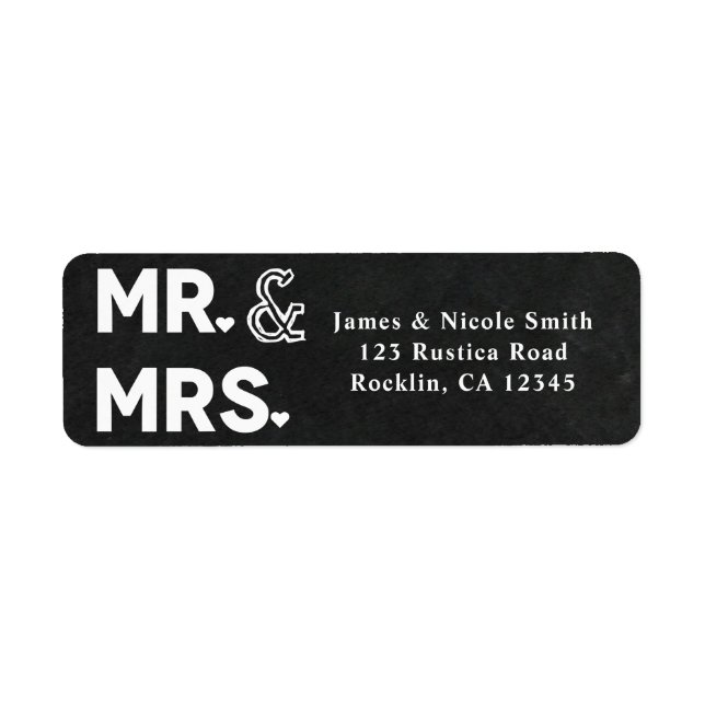 Etiqueta Chalkboard Chalk Sr. noivado & Sra. Wedding (Frente)