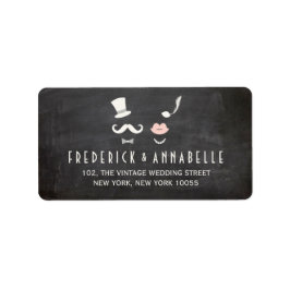 Etiqueta Chalkboard Mustache E Lábios Vintage Casamento Chi