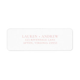 Etiqueta Champagne Blush, cor-de-rosa e branco, e endereço 