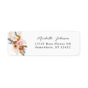 Etiqueta Champagne Orange Rustic Floral Return Endereço