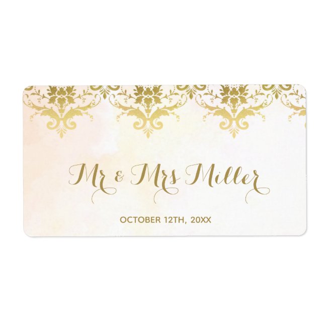 Etiqueta Champagne wine bottle label gold wedding (Frente)