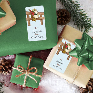 Etiqueta Chapéu de Cowboy com Poinsettias no Natal