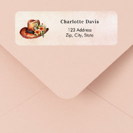 Etiqueta Chapéu de cowgirl boho chic de outono endereço de 