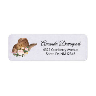 Etiqueta Chapéu de Cowgirl Brown com Flores Rosa