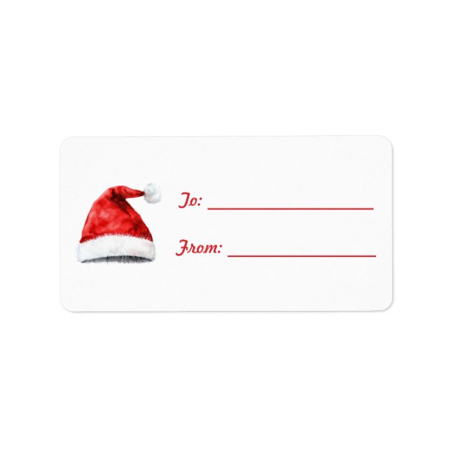 Etiqueta Chapéu de Natal Vermelho Branco do Papai Noel (Frente)