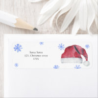 Chapéu de Papai Noel e flocos de neve
