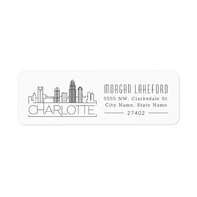 Etiqueta Charlotte Stylized Skyline | (Frente)