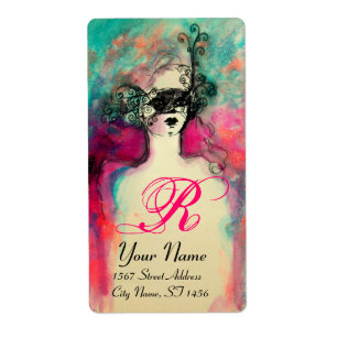 Etiqueta CHARM MONOGRAM , cor-de-rosa verde azul