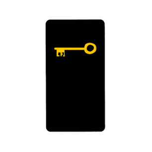 Etiqueta Chave Dourada em Preto.Personalizado
