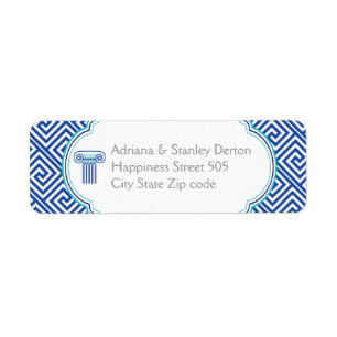 Etiqueta Chave grega azul e casamento Grecian da coluna