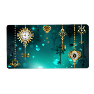 Etiqueta Chaves de Esqueleto Anticas em Fundo Verde