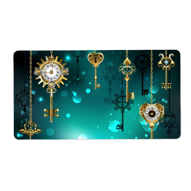 Etiqueta Chaves de Esqueleto Anticas em Fundo Verde (Frente)