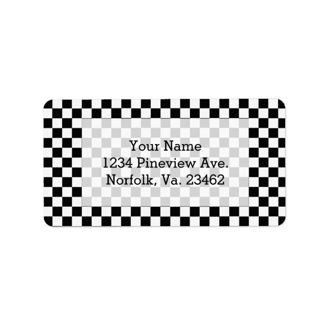 Etiqueta Checkerboard preto e branco clássico por STaylor (Frente)