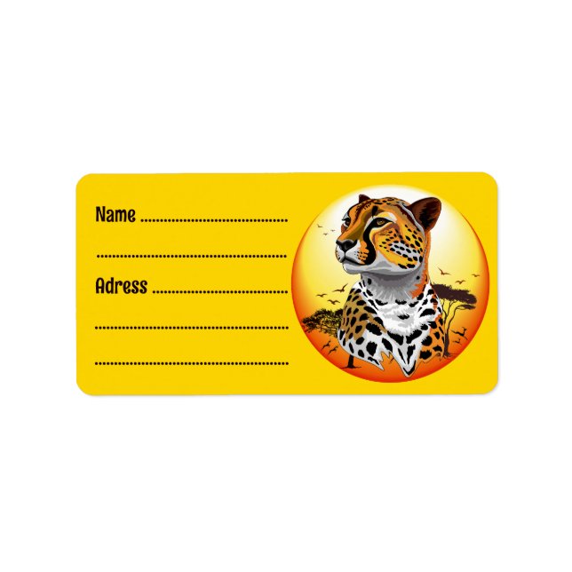 Etiqueta Cheetah African Feline Wild Animal (Frente)