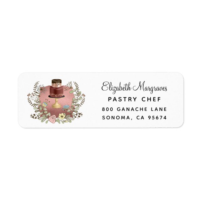 Etiqueta Chef de pastelaria rosa Dourado (Frente)