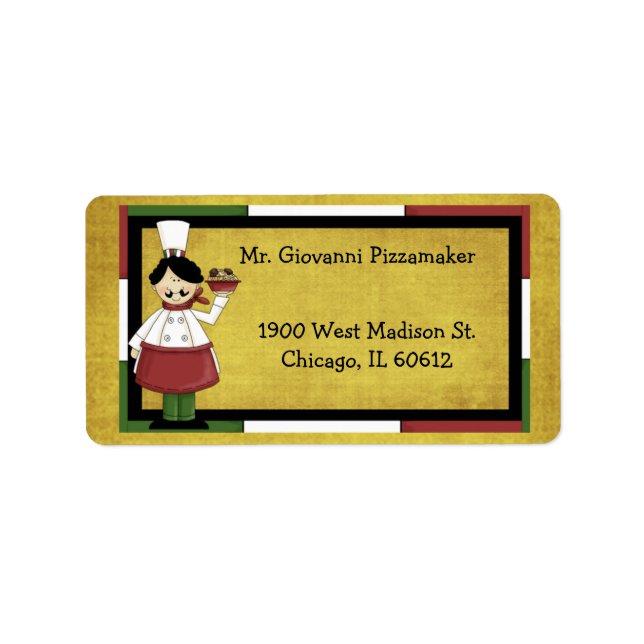 Etiqueta Chef Servindo Esparguete (Frente)