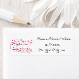 Etiqueta Cherry blosom Watercolor Pink Endereço de Devoluçã