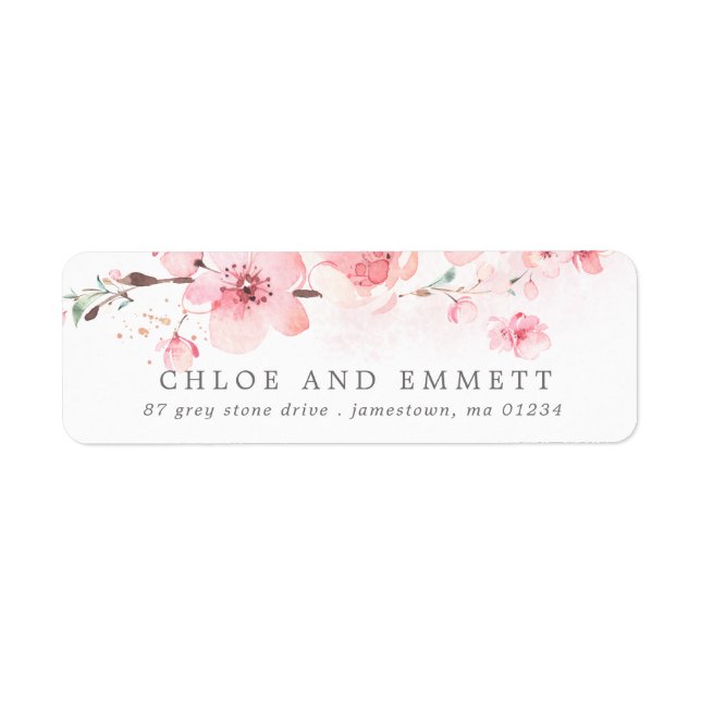 Etiqueta Cherry Blossom Rustic Floral Address (Frente)