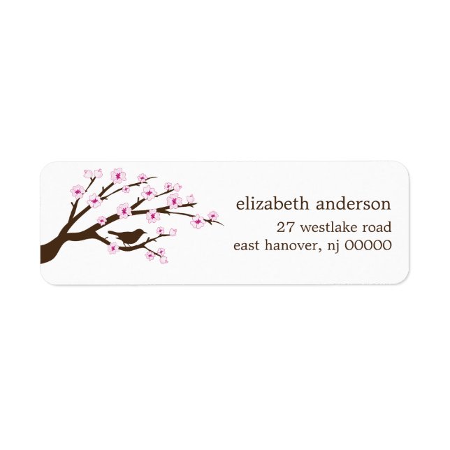 Etiqueta Cherry Blossoms Endereço Labels (Frente)