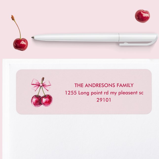 Etiqueta Cherry Pink Birthday (Criador carregado)